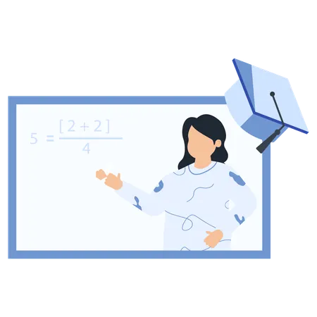 Lehrer erklärt mathematische Gleichung mit Abschlusskappe  Illustration