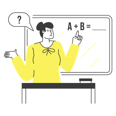 Lehrer erklärt mathematische Gleichungen im Klassenzimmer  Illustration