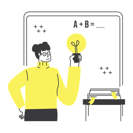 Der Lehrer erklärt mathematische Konzepte und gibt Anregungen  Illustration