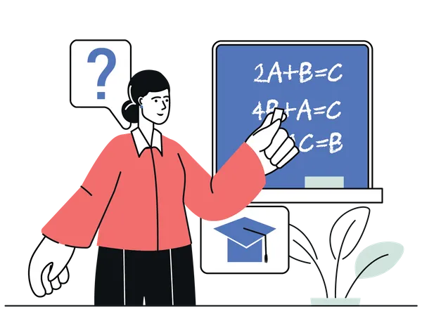 Lehrer unterrichtet Mathematik  Illustration