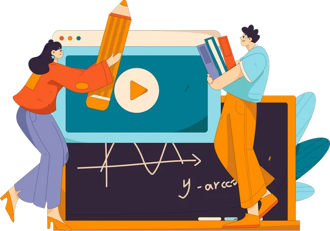 Lehrer zeigt mathematische Berechnungen auf Video  Illustration