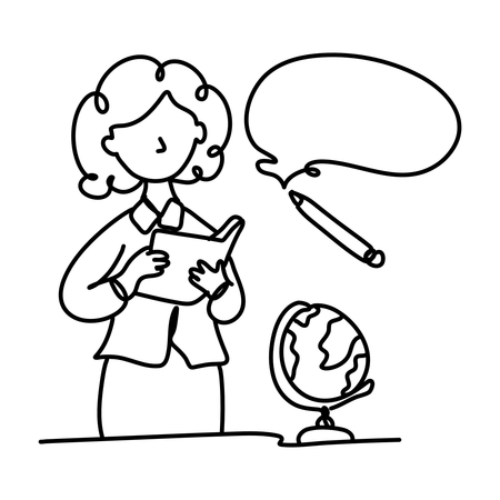 Lehrerin unterrichtet Geographie  Illustration