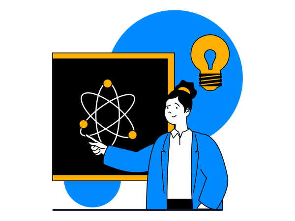 Weibliche Lehrerin unterrichtet im Unterricht  Illustration