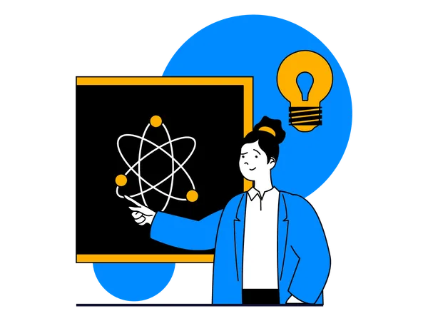 Weibliche Lehrerin unterrichtet im Unterricht  Illustration