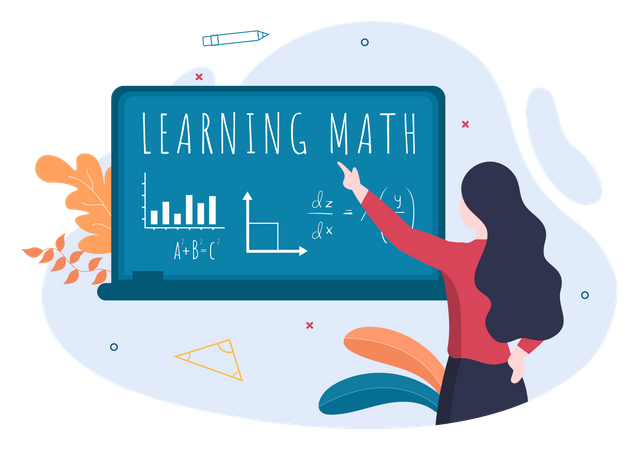 Lehrerin unterrichtet Mathematik  Illustration