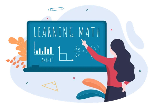 Lehrerin unterrichtet Mathematik  Illustration