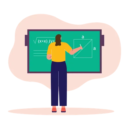 Lehrerin unterrichtet Mathematik  Illustration