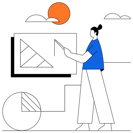 Lehrerin unterrichtet Mathematik  Illustration