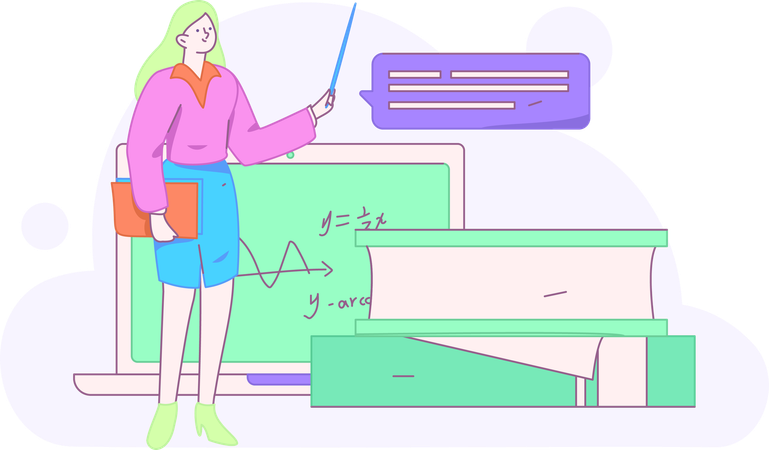 Lehrerin unterrichtet Mathematik  Illustration