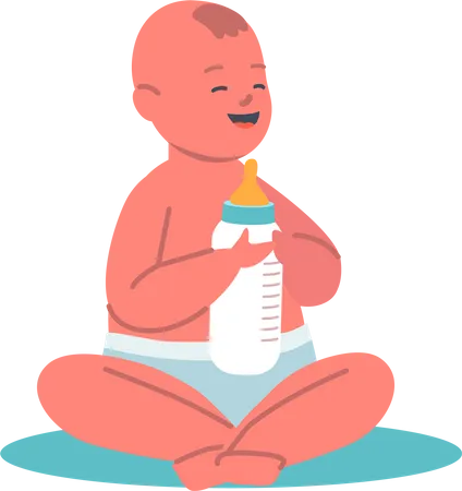 Bebê recém-nascido alimentando leite  Ilustração