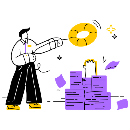 Vorgesetzter hilft Kollegen bei Arbeitsbelastung  Illustration