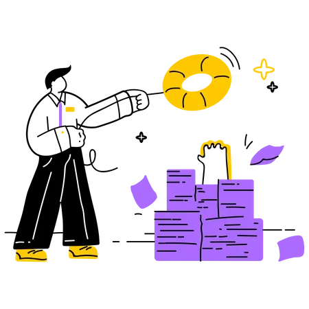 Vorgesetzter hilft Kollegen bei Arbeitsbelastung  Illustration