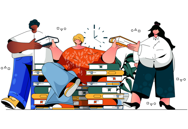 Leitores de literatura Compartilhando livros  Ilustração
