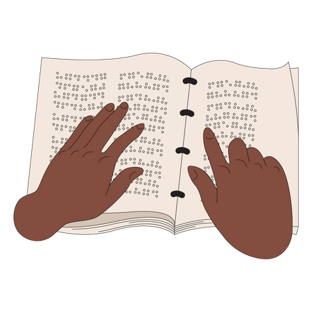 Lendo livro de código braille  Ilustração