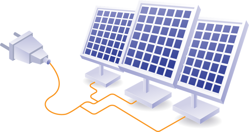 L'électricité des panneaux solaires est utilisée dans les appareils électroménagers  Illustration
