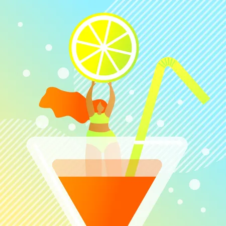 Lemon Cocktail Illustration