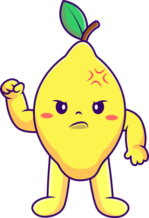 Lemon Fruit Angry  Illustration