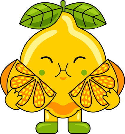 Lemon Mascot eating Lemon  Illustration