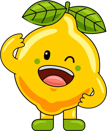 Lemon Mascot winking eye  Illustration