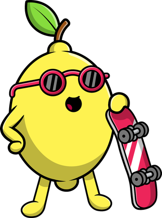 Lemon Skateboarder  Illustration