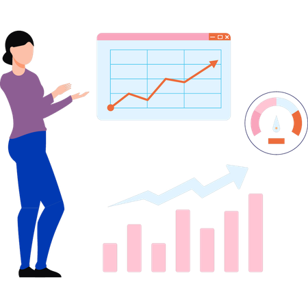 L'employé analyse le graphique du marché  Illustration