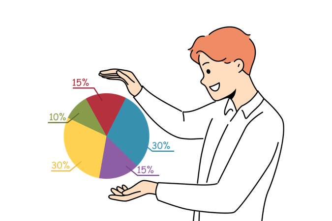 L'employé analyse les données de l'entreprise  Illustration