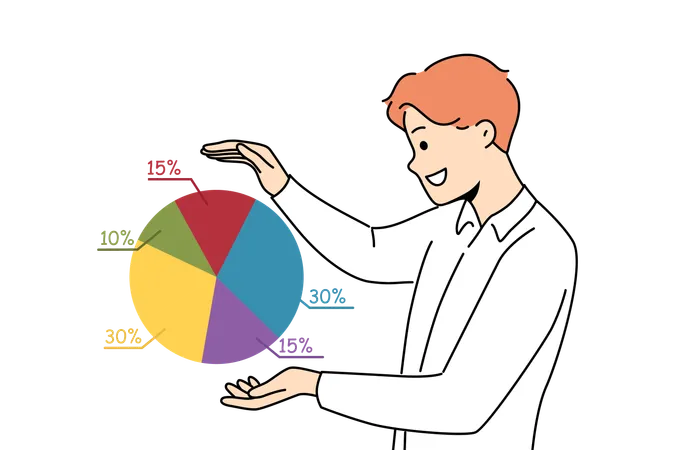 L'employé analyse les données de l'entreprise  Illustration