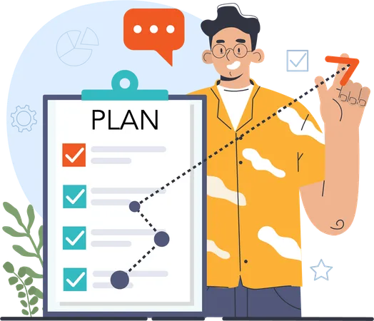 L'employé cible ses plans d'affaires  Illustration