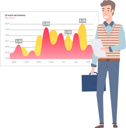 L'employé donne une présentation sur l'analyse commerciale  Illustration