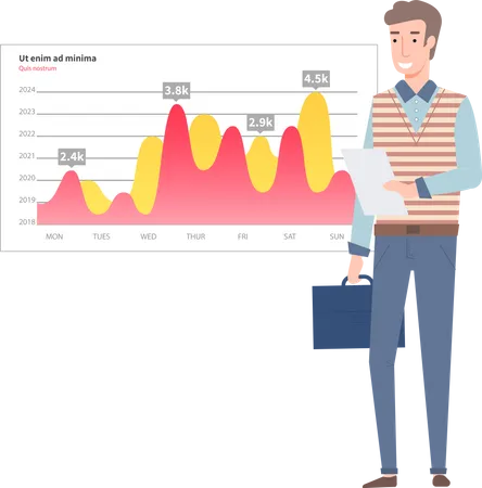 L'employé donne une présentation sur l'analyse commerciale  Illustration