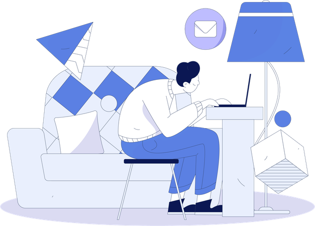 L'employé envoie des e-mails  Illustration