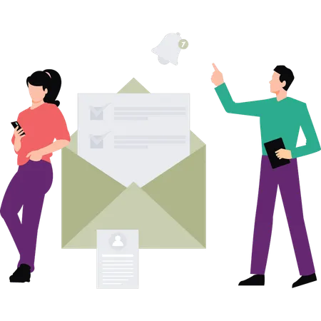 L'employé envoie des e-mails promotionnels aux clients  Illustration