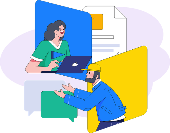 L'employé assure le service client  Illustration