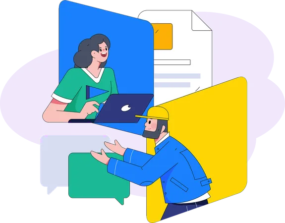 L'employé assure le service client  Illustration