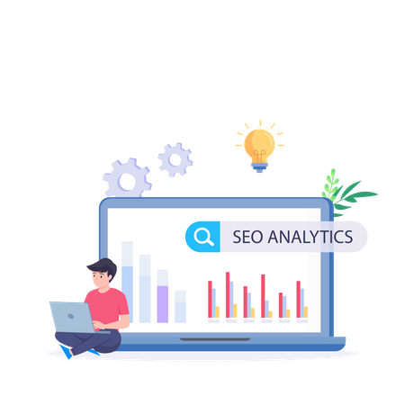 L'employé génère des idées à partir de l'analyse Web  Illustration