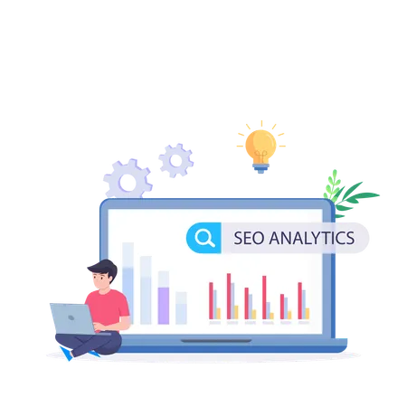 L'employé génère des idées à partir de l'analyse Web  Illustration