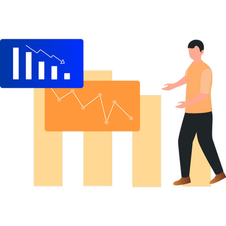 L’employé pointe vers la chute  Illustration
