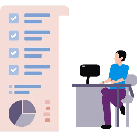 L'employé prépare la liste des horaires  Illustration