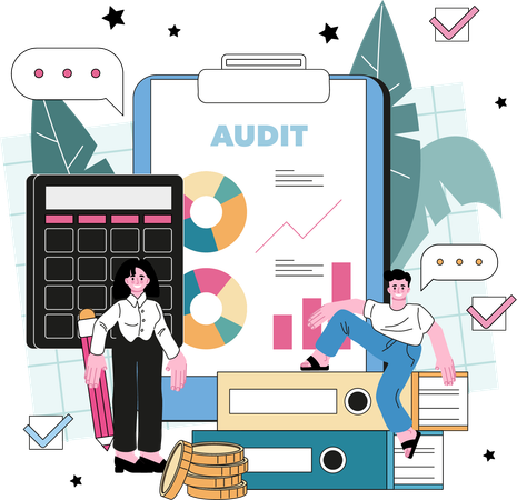 L'employé présente le rapport d'audit  Illustration