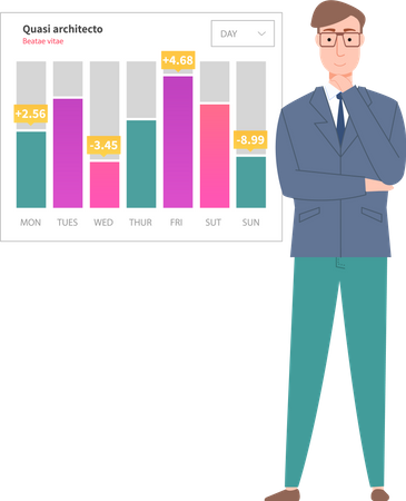 L'employé présente un rapport sur l'analyse des données  Illustration