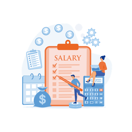 L'employé reçoit son salaire à temps  Illustration