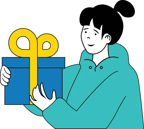 Un employé reçoit un cadeau surprise  Illustration