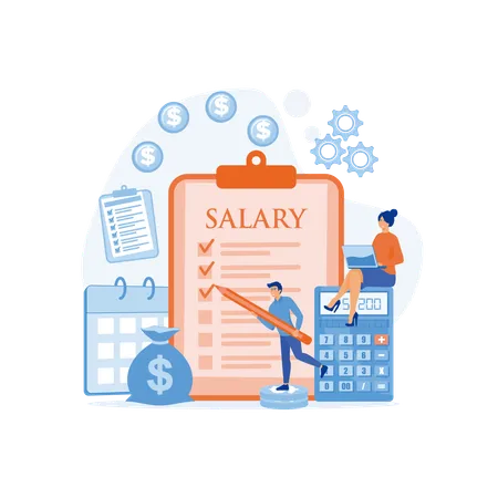 L'employé reçoit son salaire à temps  Illustration