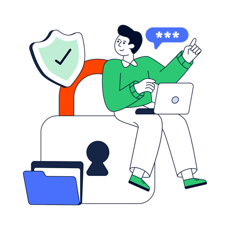 L'employé sécurise son compte en ligne  Illustration