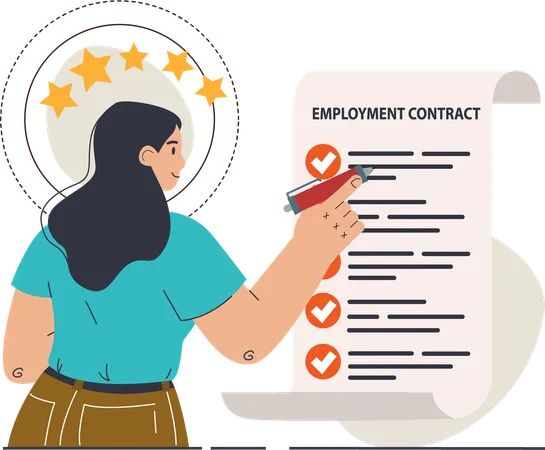 L'employé signe un contrat de travail  Illustration