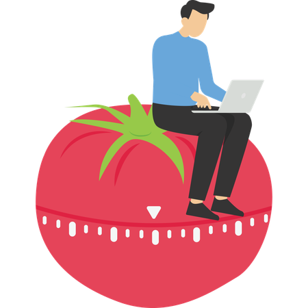 L'employé suit la technique Pomodoro  Illustration