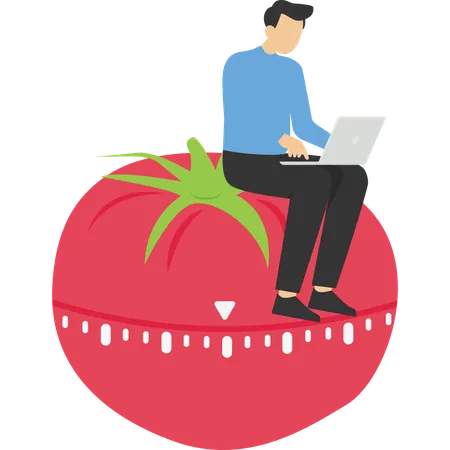 L'employé suit la technique Pomodoro  Illustration