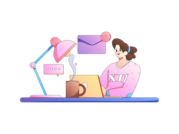 L'employé travaille à distance  Illustration