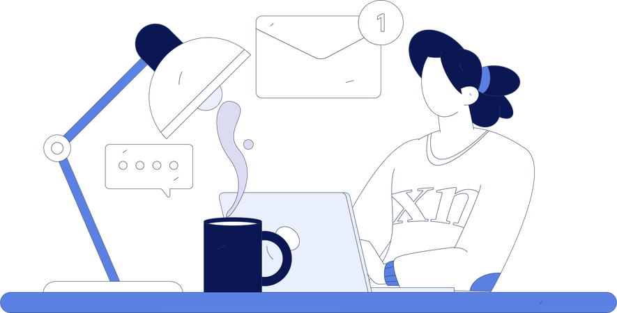 L'employé travaille à distance  Illustration
