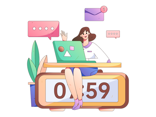L'employé travaille quotidiennement à domicile  Illustration